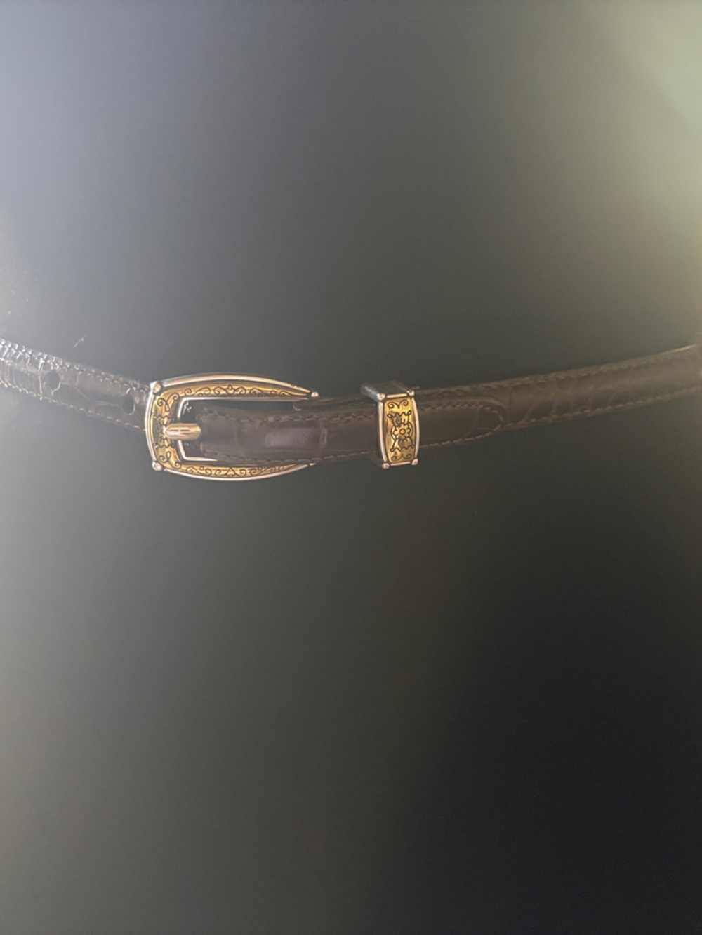 Brighton Brown Leather Belt with Gold Filigree Buckle